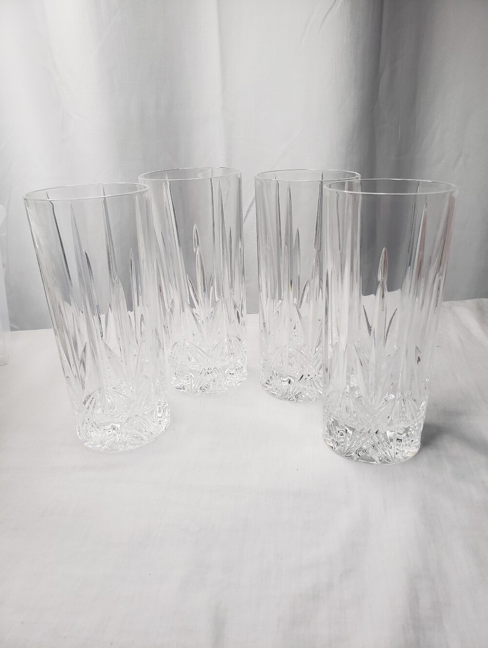 Four Vintage Crystal Highball Drinking Glasses